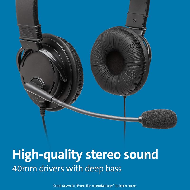 USB-HiFi-Kopfhörer mit Mikrofon, Hochwertiger Stereosound, Einstellbares Mikrofon mit Geräuschunterdrückung (Noise-Cancelling), Headset für Konferenzen, Calls oder Gaming, Schwarz, K97601WW
