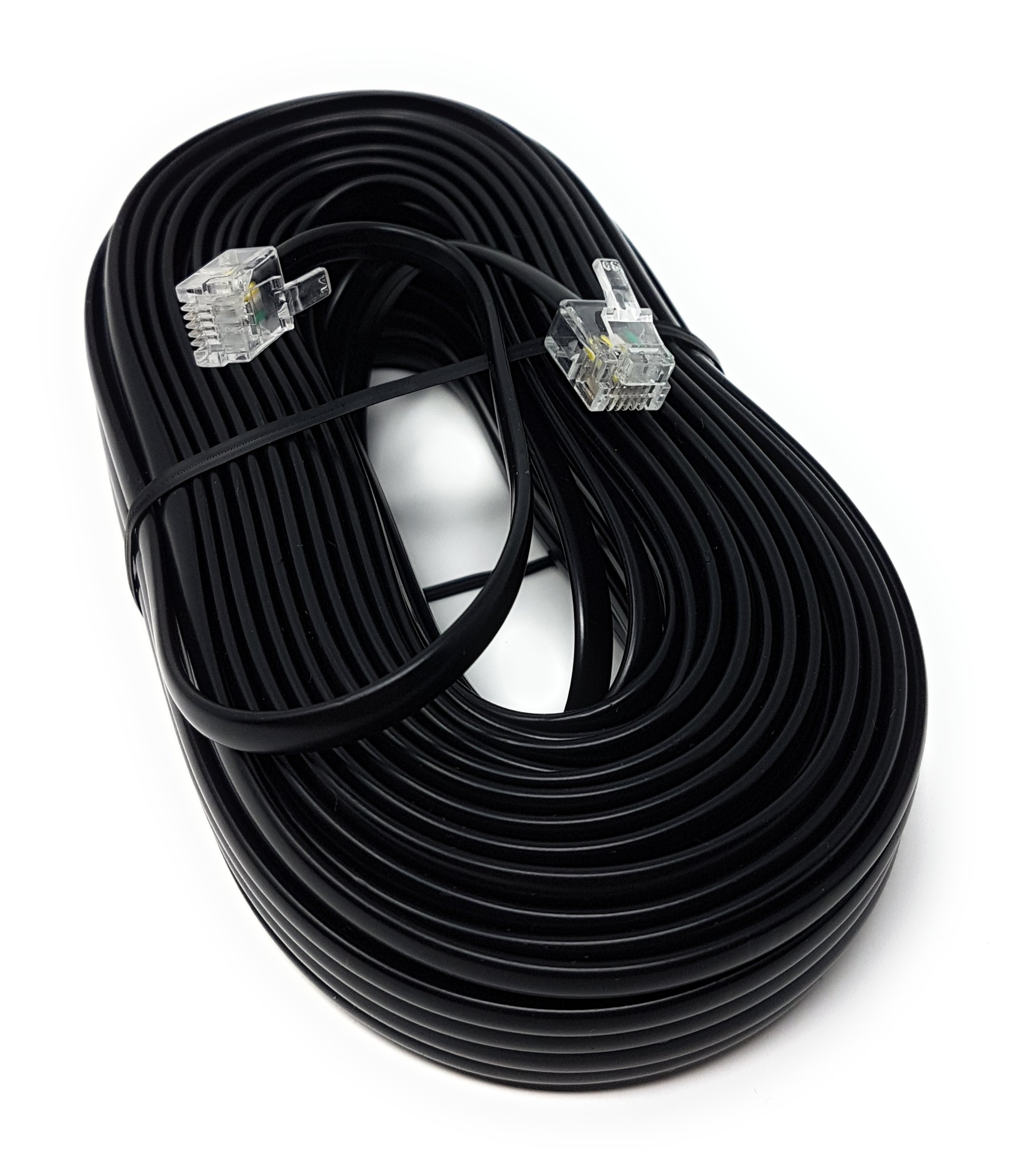 MainCore 20m Black Flat ADSL High Speed Broadband Modem Cable RJ11 to RJ11 for Router