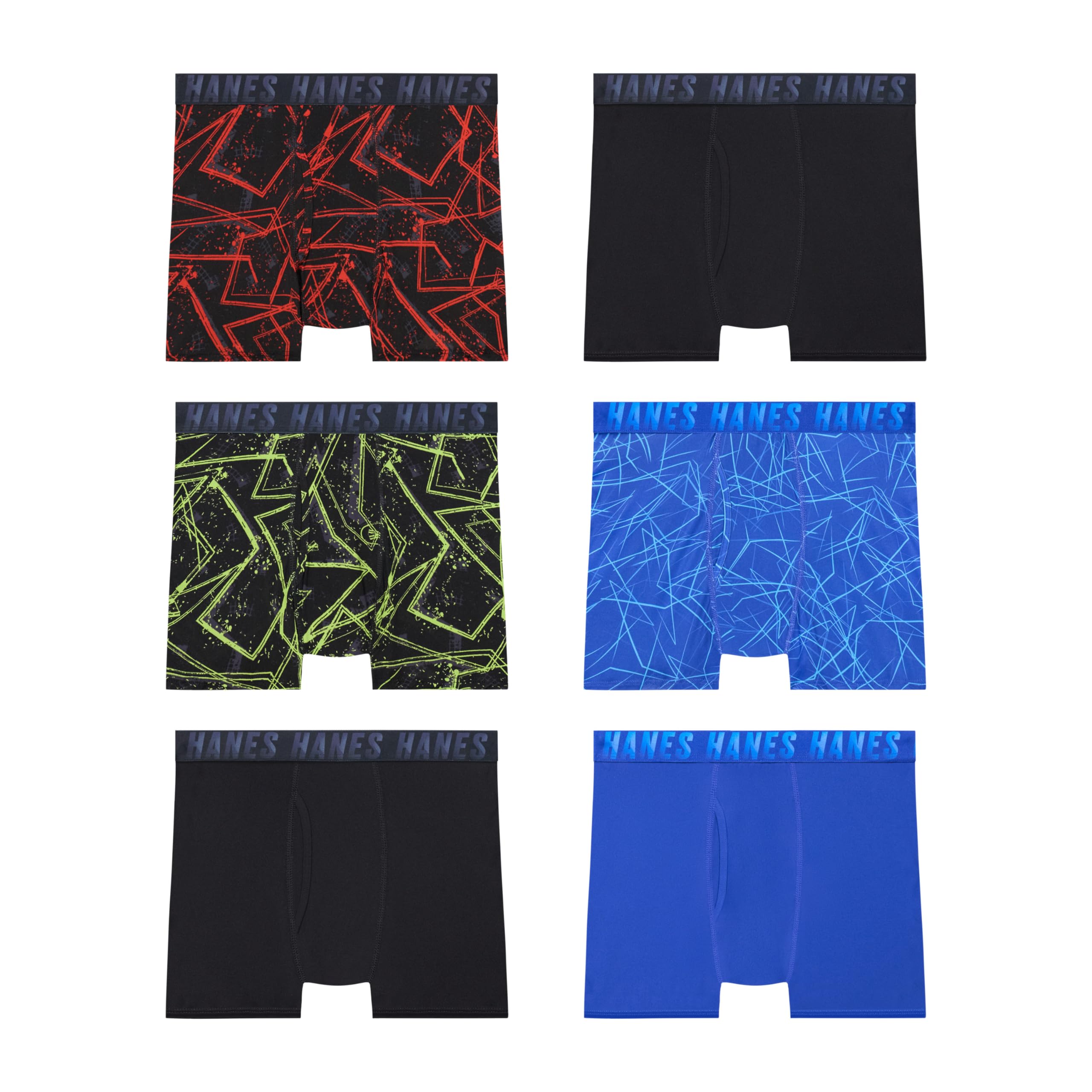 Hanes Moves Breathable Underwear, Performance Stretch Boxer Briefs for Boys, Moisture-Wicking, 6-pk