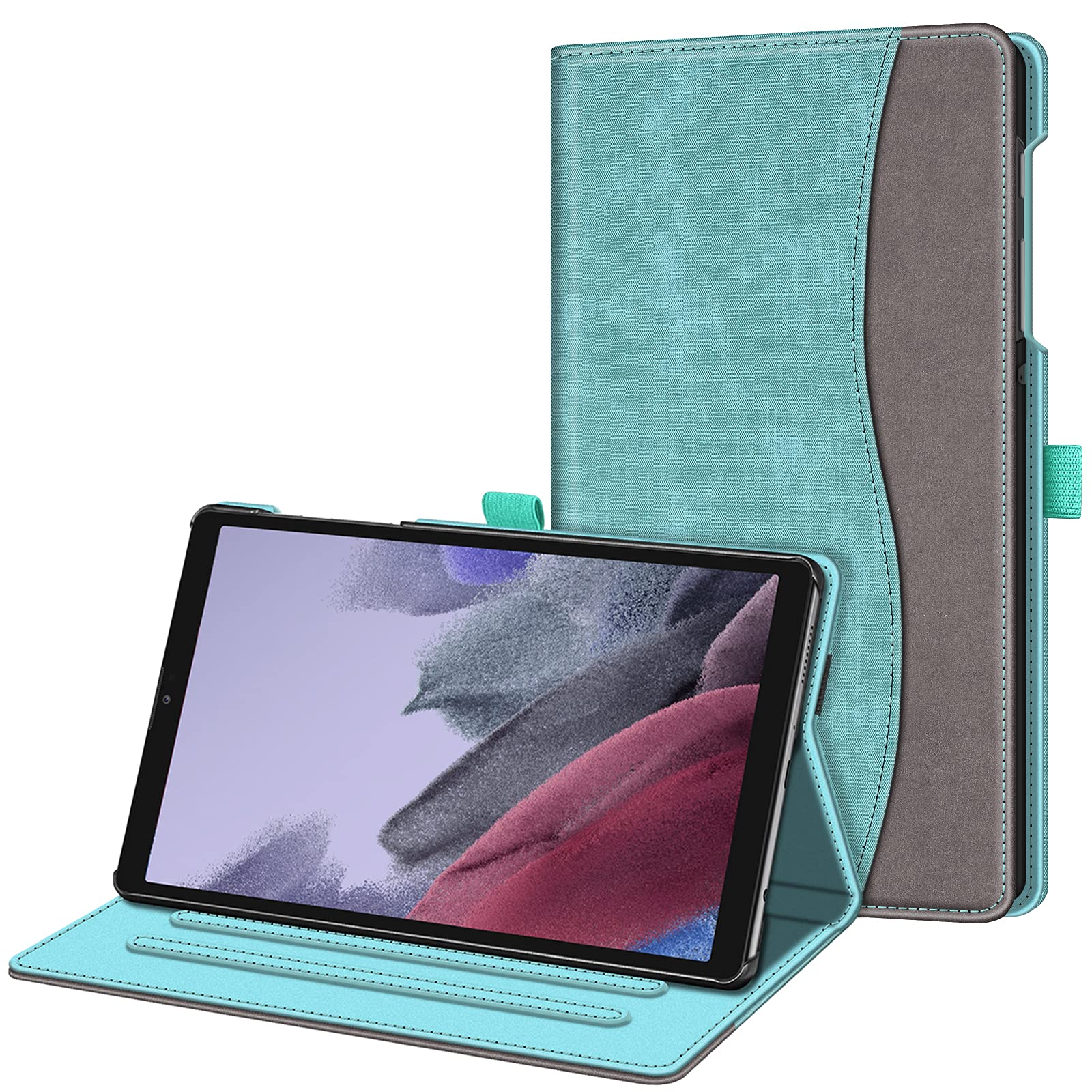 FINTIE Case for Samsung Galaxy Tab A7 Lite 8.7 inch 2021 Model (SM-T220/T225/T227), Multi-Angle Viewing Smart Stand Back Cover with Pocket (Turquoise)