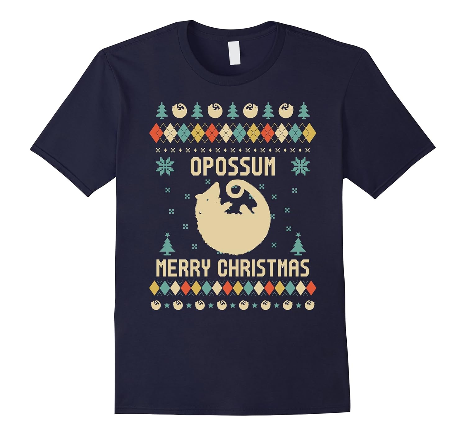 Opossum Christmas T-Shirt, Sweater Vintage Retro T-Shirt-Rose