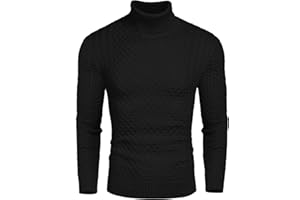 COOFANDY Men's Slim Fit Turtleneck Sweater Casual Knitted Twisted Pullover Solid Sweaters