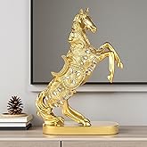 XINDAM Gold Horse Standing Figurine Creative Statue Decorative Home & Office Figurines Home Office Display Craft Living Room Decor Ornaments for Tabletop