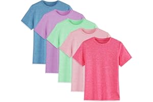 5-Pack Girls' Short Sleeve T-Shirts Youth Athletic Quick Dry Tops Multipack (5-18 Years)