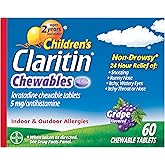 Children's Claritin Chewables 24 HR Children Allergy Medicine, Grape, 60 Count