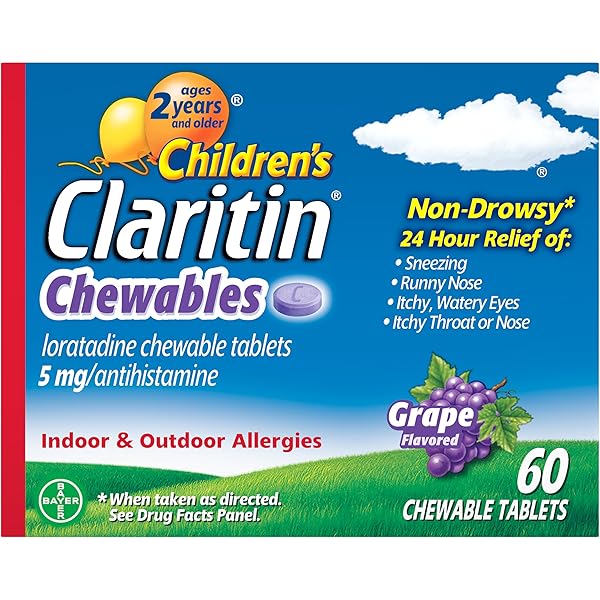 CHILDREN’S CLARITIN CHEWABLES 24 HR CHILDREN ALLERGY MEDICINE, GRAPE, 60 COUNT