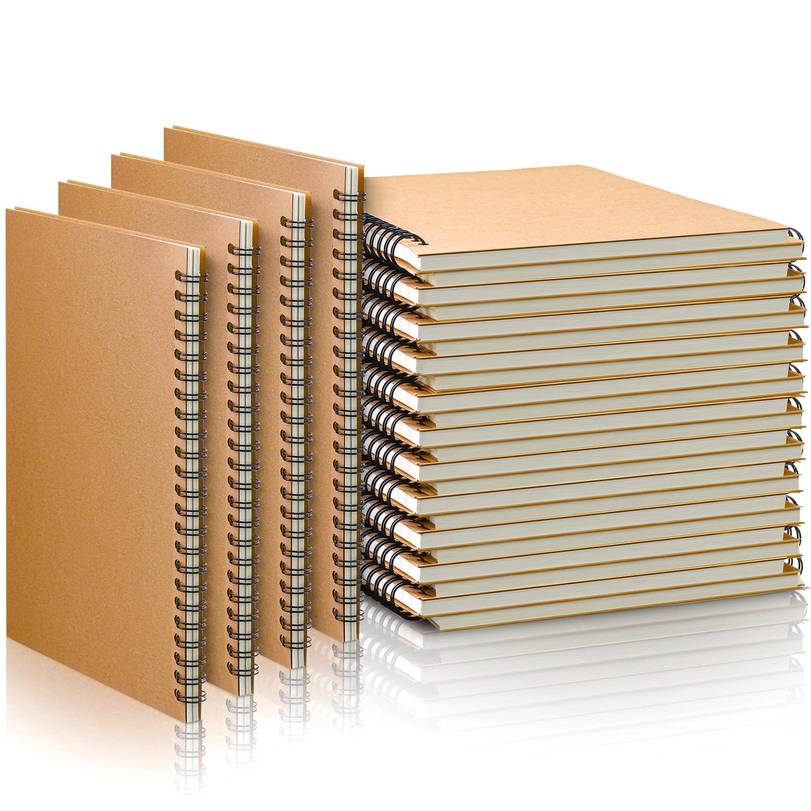 Photo 1 of Epakh 22 Pack Spiral Notebook Bulk, Back to School Hardcover Spiral Journal Notebook 5.5 x 8.3 Inch, First Day of School Brown Travel Writing Journal Notepad, 50 Sheets 100 Pages(A5,Unlined)