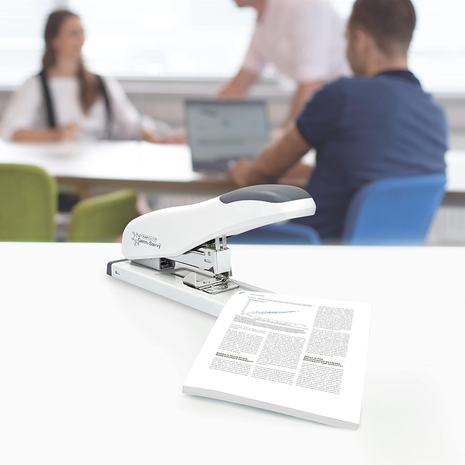 Rapesco Heavy Duty Stapler, ECO HD-100, 100 Sheet Capacity, White (1386) : Office Products
