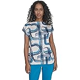 Calvin Klein Womens Cap Sleeve Mock Neck Top