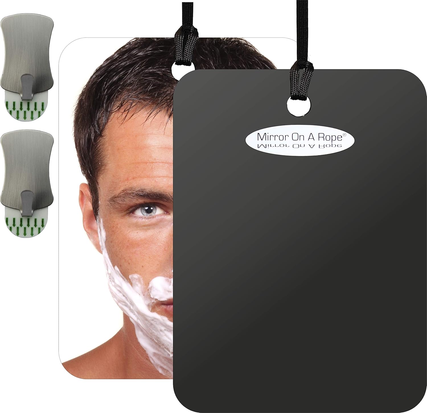 Mirror On A Rope Premium Shower Mirror. Our Largest Mirror. Shatterproof, Waterproof. Easily Eliminate Fog and Shadows. Includes Two Stainless Steel, Removable Adhesive, Hooks. : Beauty