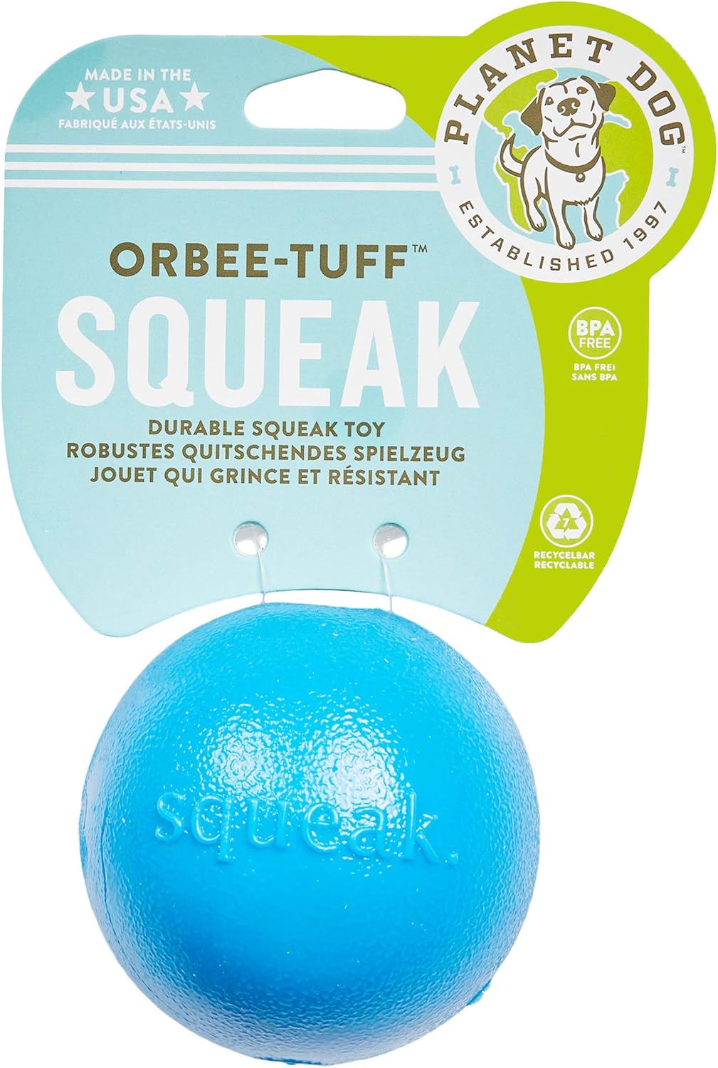 Planet Dog Orbee-Tuff Squeak Ball Blue Dog Fetch Toy, Medium - Image 3
