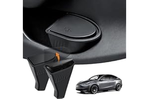 Shademax 2PCS Car Door Trash Can for Tesla Model Y Accessories 2020-2024 Side Door Storage Box Organizer with Push-to-Open Lid Design Front Seat Car Garbage Can Bin for Tesla ABS Material Black