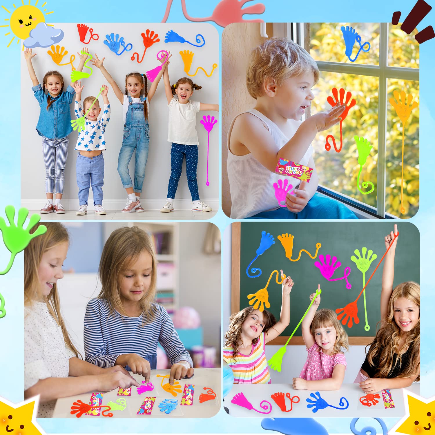 Party Favors Goodie Bag Stuffer Fillers for Kids (48 PCS), Large Sticky Hands & Feet for Birthday Pinata, Classroom Students Non Candy Treats Prizes Supplies Toys Gifts for Toddlers Boys Girls