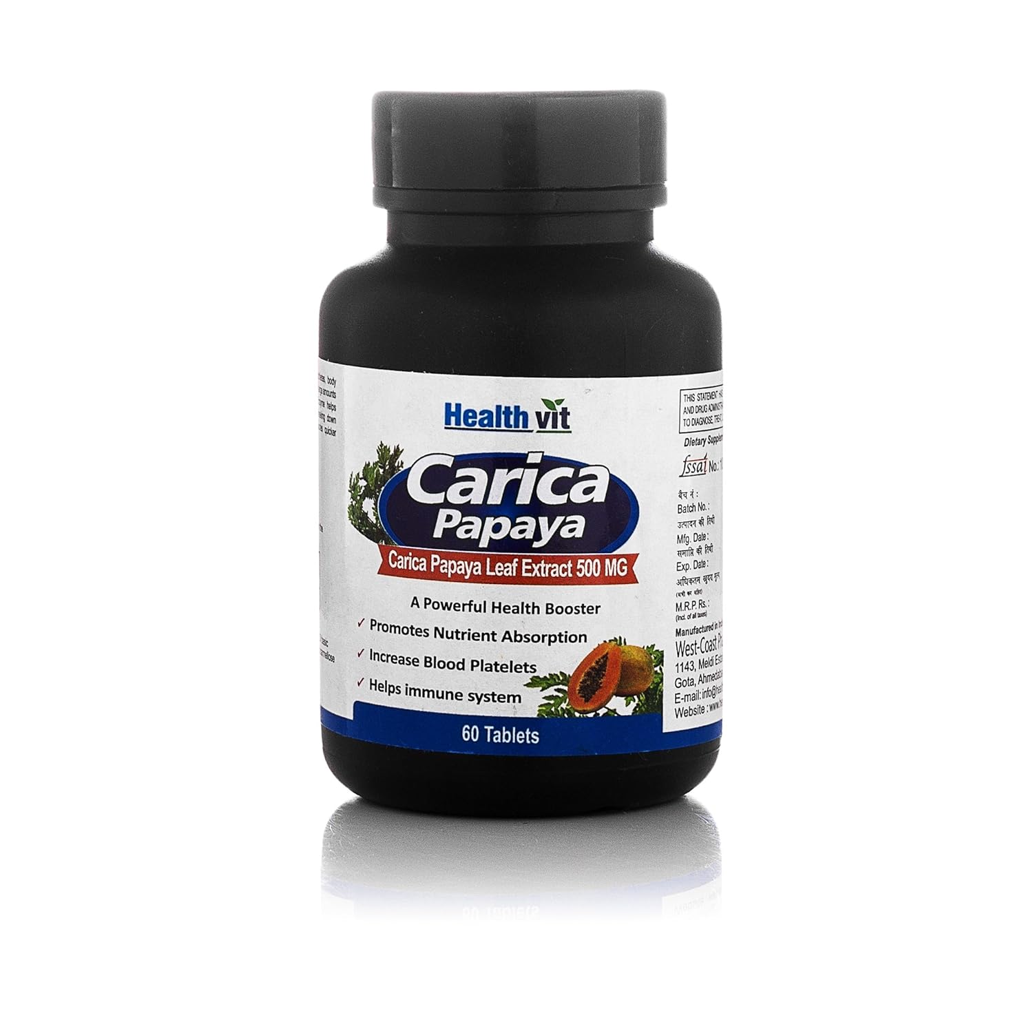 Buy Healthvit Carica Papaya Leaf Extract 500 Mg 60 Tablets Online at