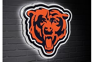 Team Sports America NFL Chicago Bears Ultra-Thin LED Light Wall Sign Décor | Officially Licensed | 23 Inch Mascot Logo Shaped Wall Sign | Made in USA