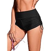 CRZ YOGA Ruched Side Board Shorts for Women - High Waisted Adjustable Swimsuit Beach Bathing Bottoms