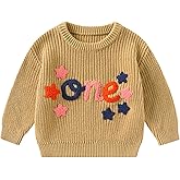 Kids4ever Toddler Baby Girl First Birthday Knit Sweater Cute Letter Embroidery Pullover for Infant Winter Fall for 6M-4Y