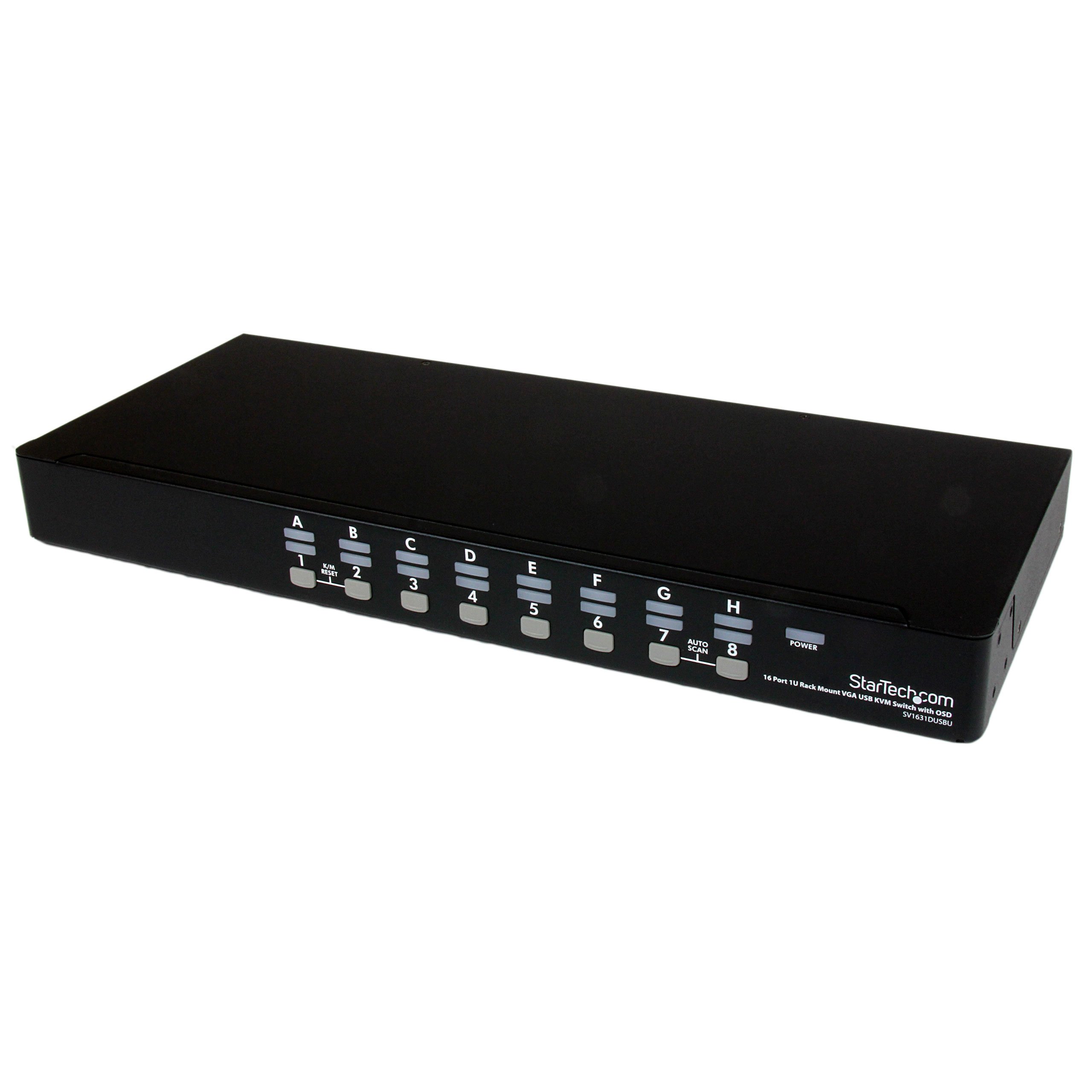StarTech.com SV1631DUSBUK 16 Port 1U RackMount USB KVM Switch Kit with OSD and Cables, KVM Switch, 16 x KVM Port(s), 1 Local User, Desktop