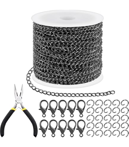 Kit Création Bijoux Swpeet - 102 Pièces Chaînes Argent 3mm, Anneaux, Fermoirs Et Pince | Parfait DIY