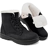 HARENCE Snow Boots for Women Winter: Warm Fur Lined Ankle Booties Comfortable Lace Up Slip on Outdoor Walking Boot