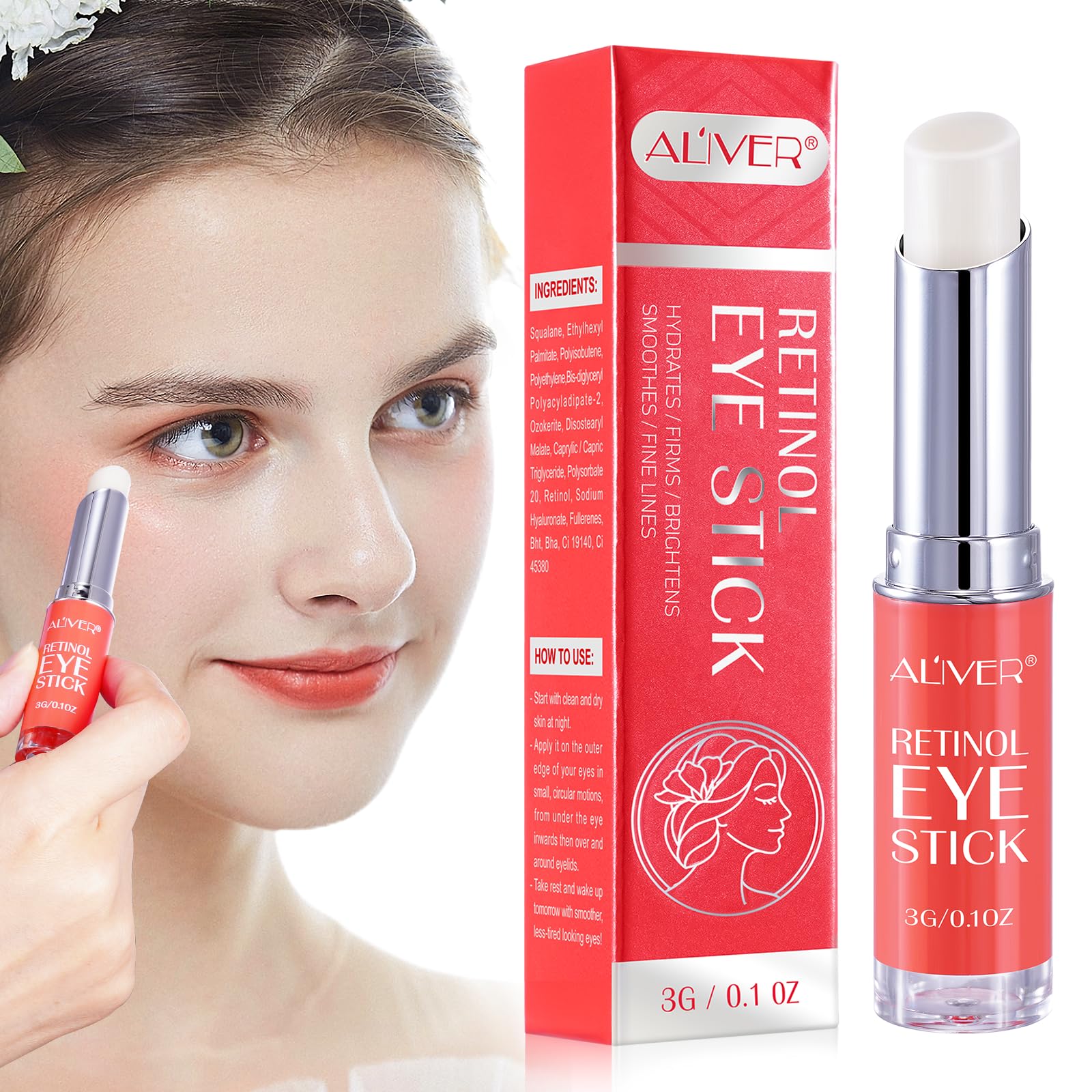 Retinol Eye Stick, Retinol Eye Cream, Smoothens Wrinkle Eye Cream for Puffy Eyes, Eye Brightener Stick for Dark Circles, Eye Balm Stick, Reducing Fine Lines, Eye Cream for Puffiness