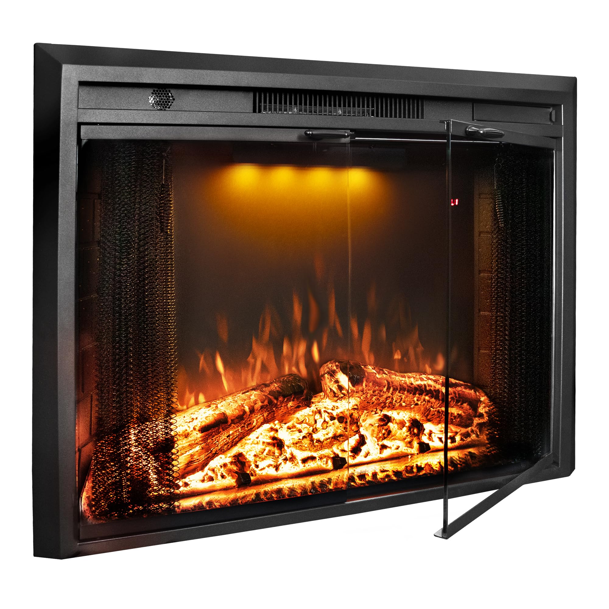 Photo 1 of Velaychimney 33 Inches Electric Fireplace Insert, 750W/1500W Fireplace Heater with Adjustable Flame and Top Light Colors, Fire Crackling Sound, Remote Control, Timer, Glass Door & Mesh Screen, Black