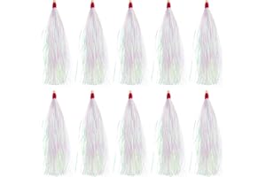 SILANON Fishing Bucktail Teasers Kit, 10/18pcs Mylar Flash Teaser Tail Fishing Teaser Lures Mylar Bucktail Skirts for Flounder Rig Saltwater 3 Colors