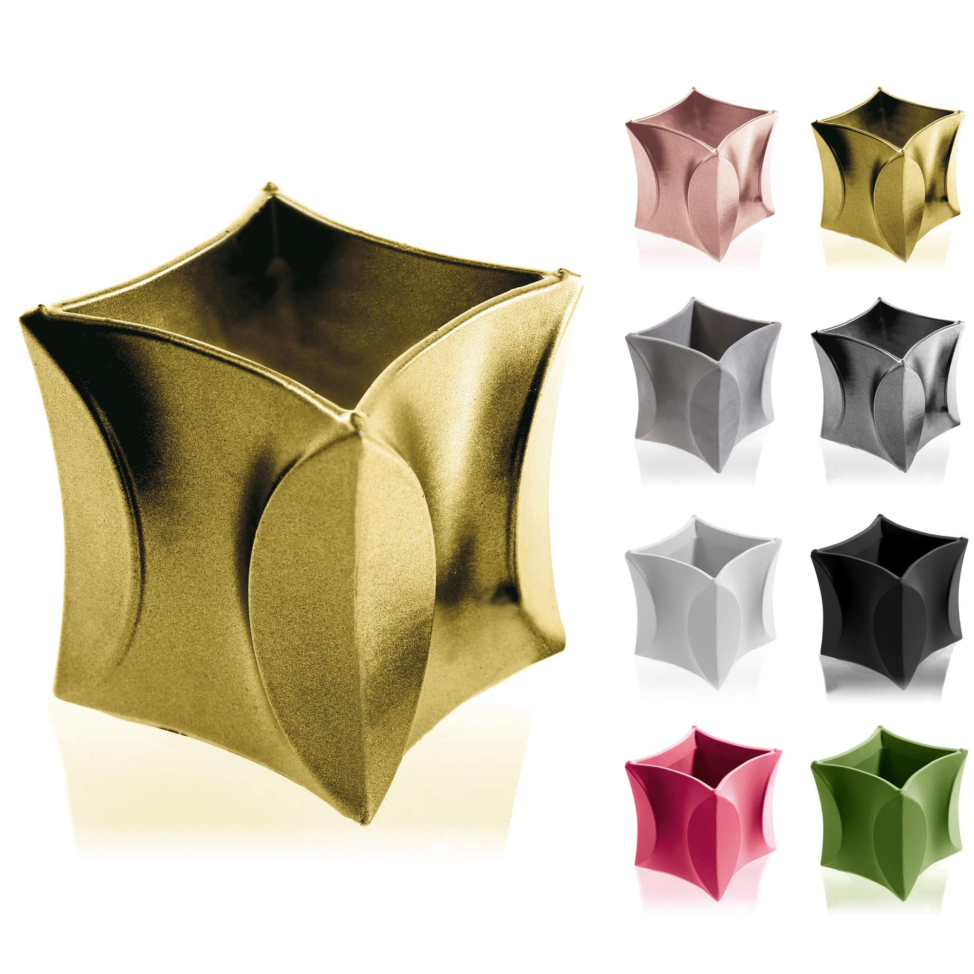 CONCRETTE Flower Pot, Classic Gold, 10x8x8 cm