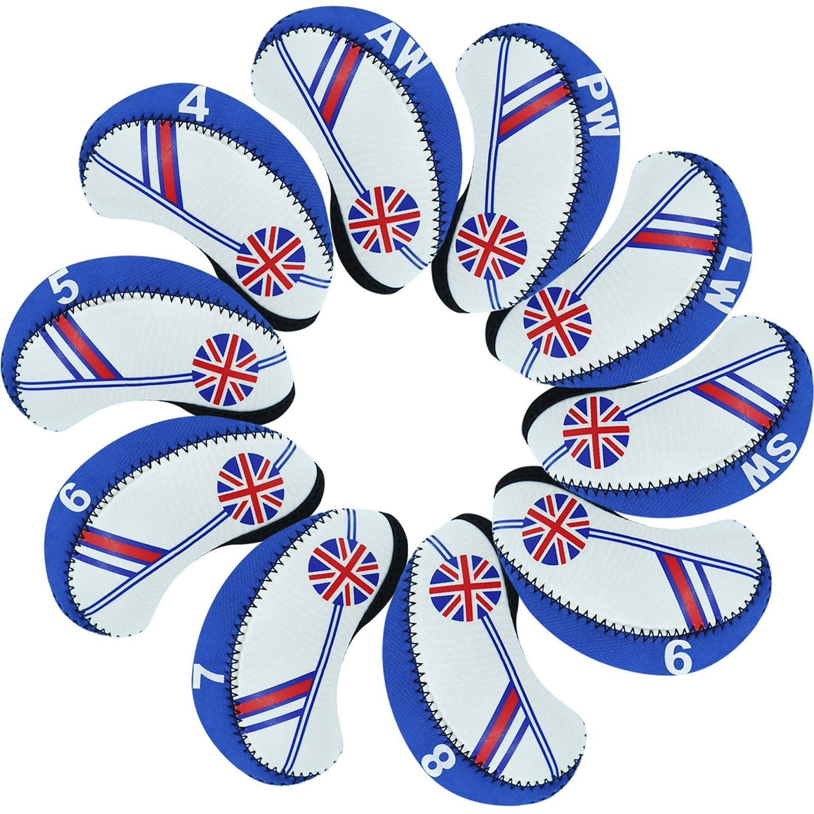 Golf Iron Head Covers with Number Printed Value 10 Pcs/Set, Golf Headcovers for Iron Club Lightweight Durable Portable Fit All Irons Clubs (Navy)