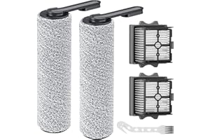 ISINLIVE 【Only S5 Combo】Brush Roller Replacement Parts for Tineco Floor ONE S5 Combo Cordless Wet Dry Vacuum Cleaner, 2 Brush Rollers + 2 Vacuum HEPA Filters (Only Fit S5 COMBO)