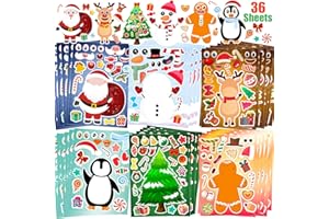 SWARKOL 36 Sheets Christmas Stickers for Kids Make Your Own Christmas Stickers, Christmas Favors for Kids, Christmas Crafts for Kids Christmas Party Favors, Christmas Party Games Stickers