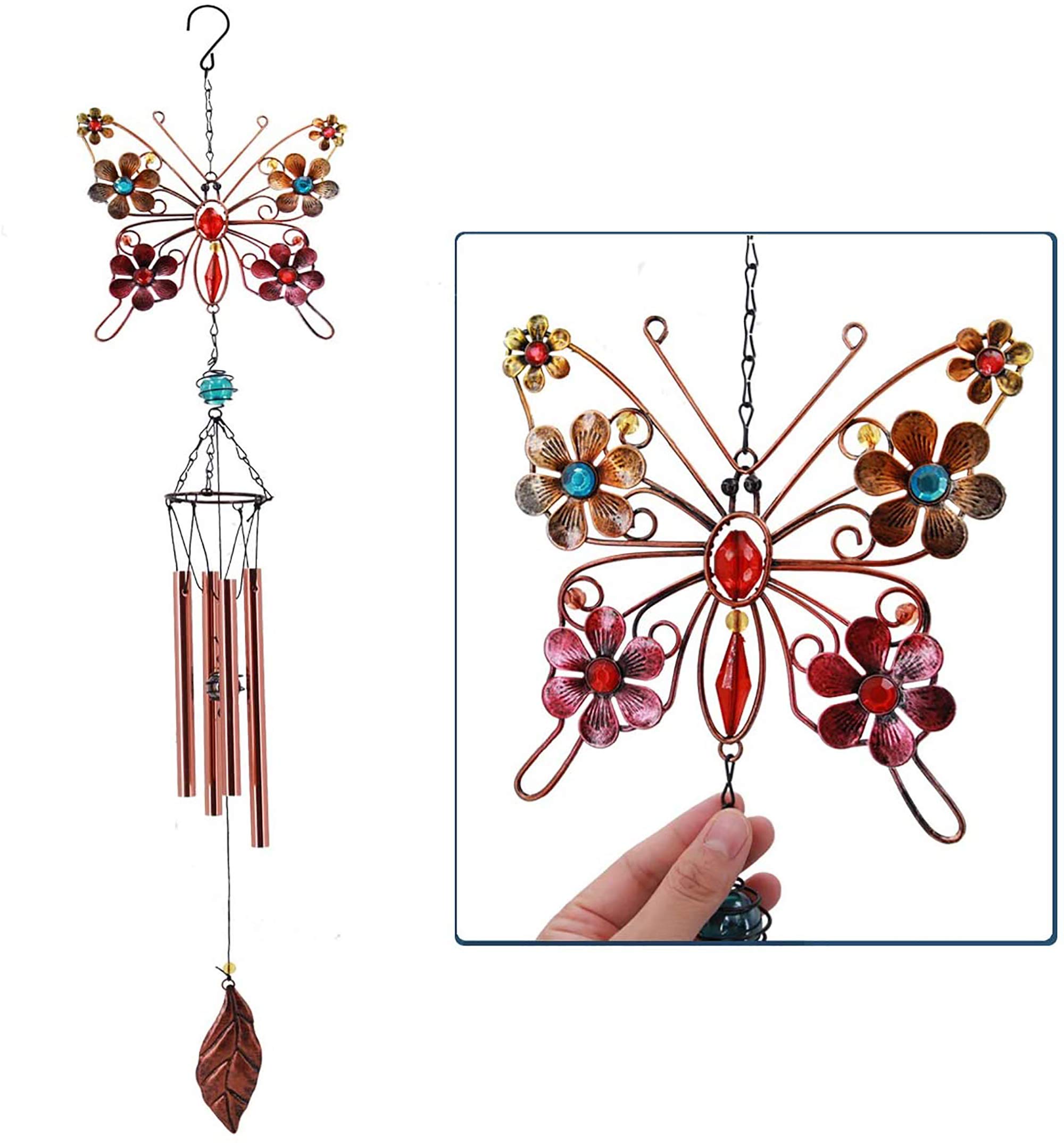 FLCSIed Wind Chime Indoor/Outdoor - Waterproof for Gold Aluminum Tube Handmade Metal Music Wind Chime, Mobile Romantic Wind-Bell for Home, Party, Festival Decor, Garden Decoration (Red) — image 1