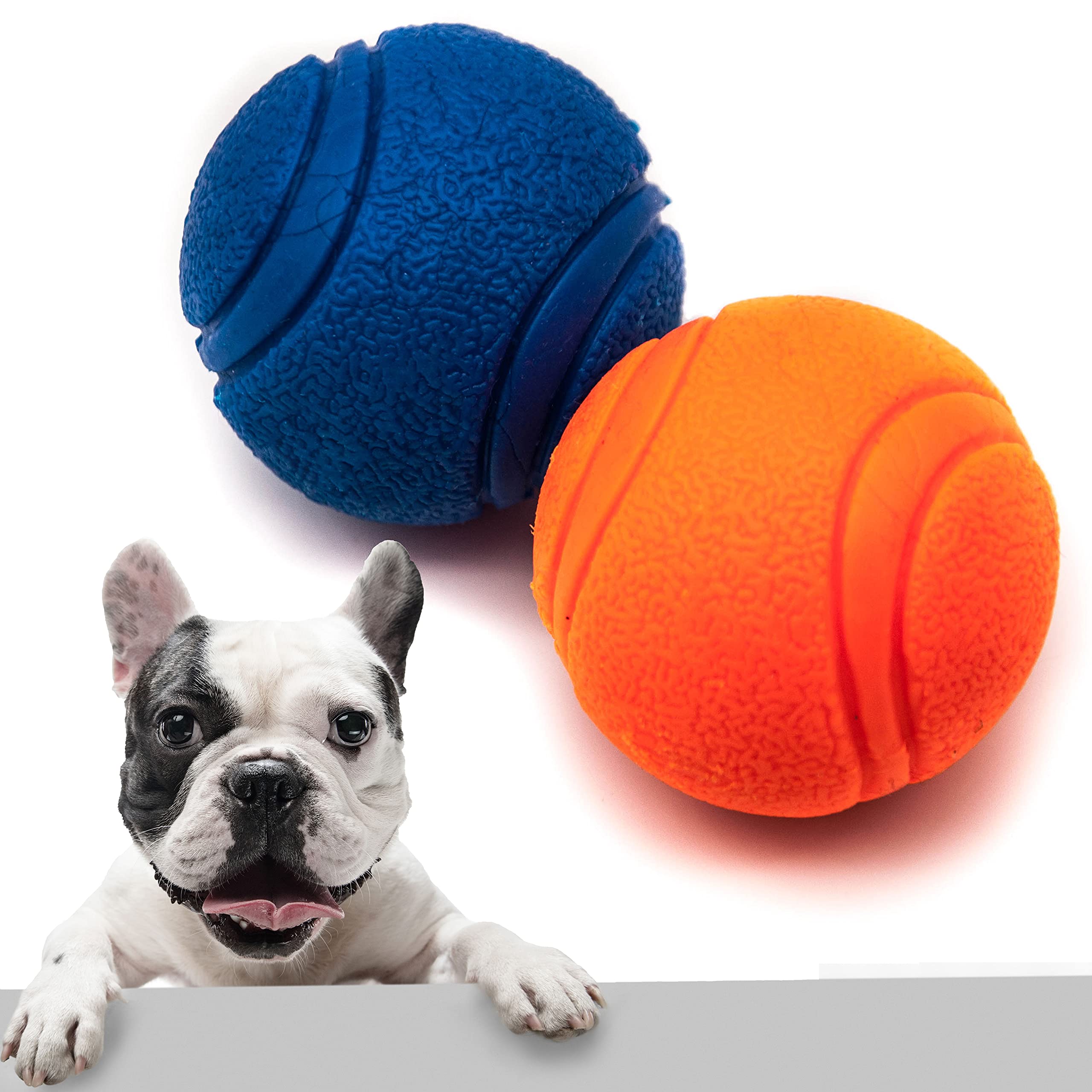 2x 5cm Dogs High Bouncing Rubber Ball – Solid Core – Interactive Training, Virtually Tough Indestructible Dog Toys for Boredom, Bouncy, Strong Balls, Fetch Play, Teething (2 inches, Blue & Orange) — image 1