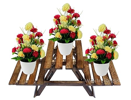 wood boss Wood Planter Rack, (Brown, Standard Size)
