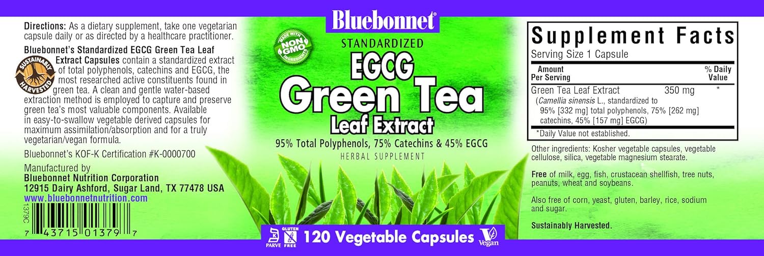 BlueBonnet EGCG Green Tea Leaf Extract Supplement, 120 Count: Health & Personal Care