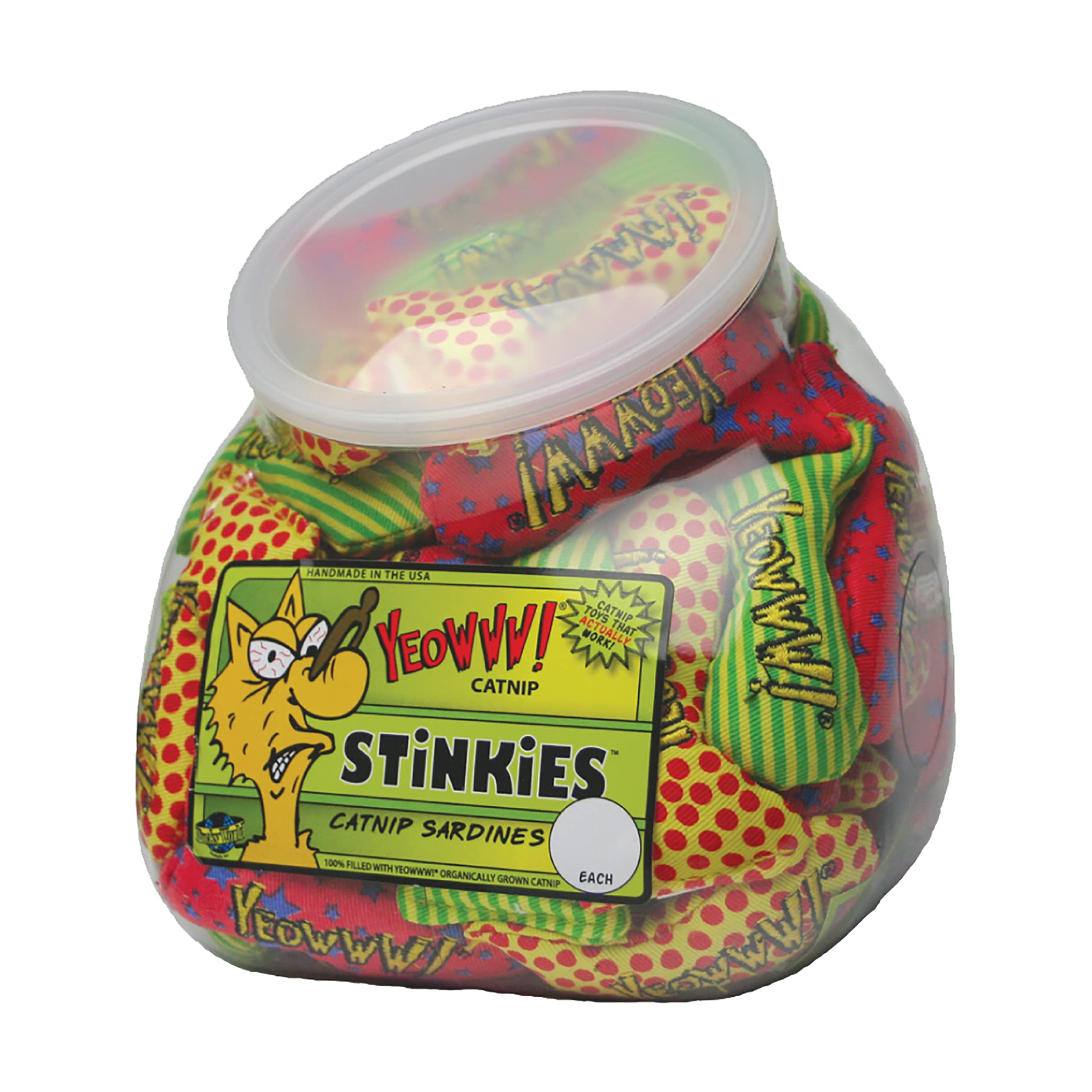 YEOWWW Fishbowl of Stinkies with Catnip Cat Toy,clear