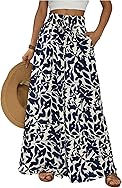 SOLY HUX Women's Boho Print Wide Leg Palazzo Pants Tie Front High Waisted Baggy Loose Long Trousers with Pockets
