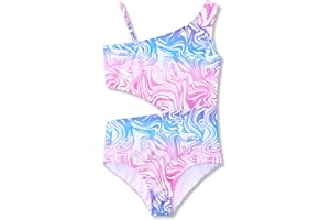 Dvenki Girls One Piece Leopard Print Swimsuits - Bathing Suit with Adjustable Straps Palm Tree Print Swimwear Size 6X-16