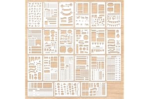YHLIUA 21Pcs Journal Stencils for Planners 4 x 7 Inch Scrapbook Stencils Planner Template Stencil Set for Journaling Notebook Scrapbooking Journals Book DIY Drawing Greeting Cards Diary Letters(Planner21)