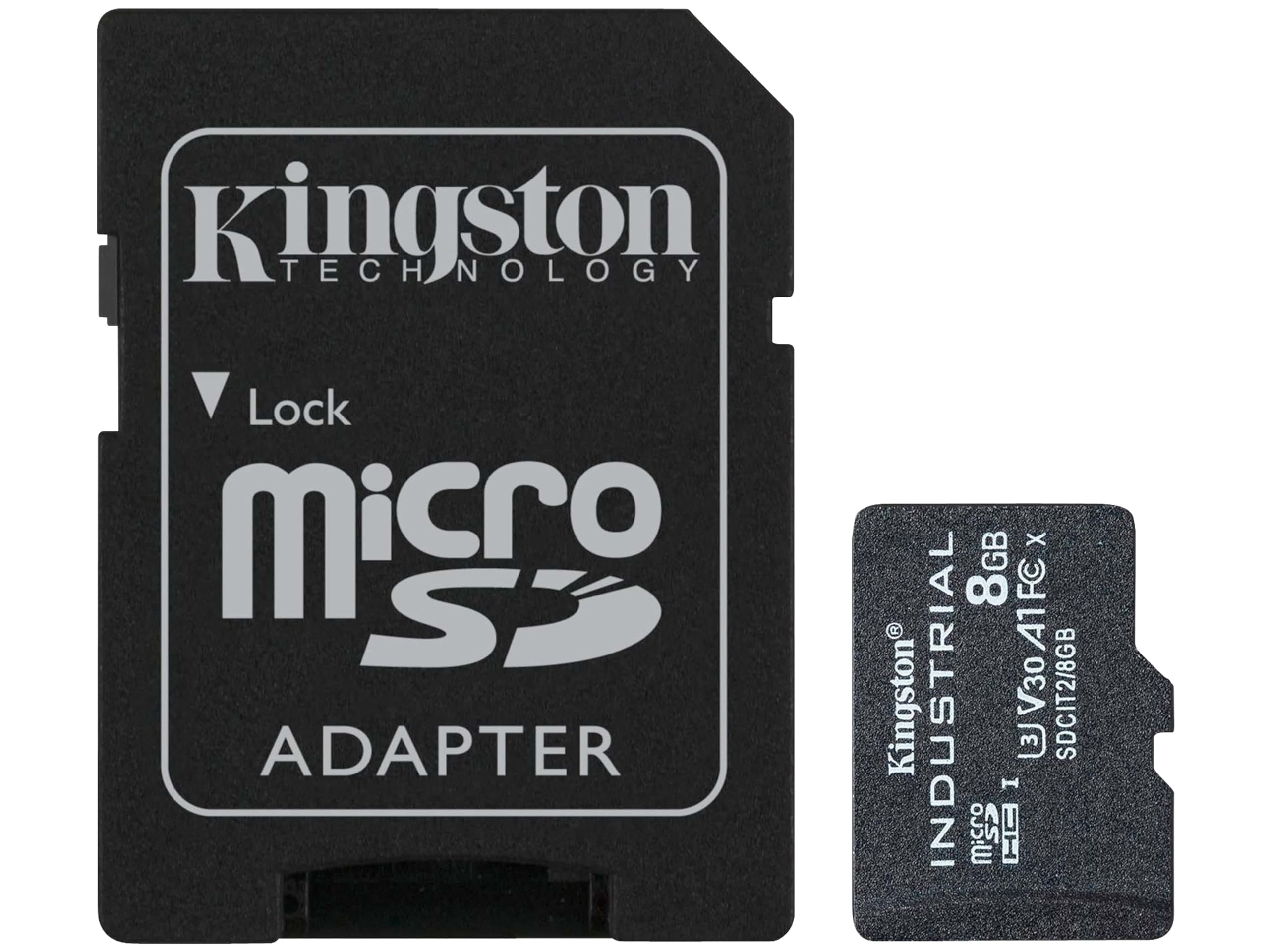 Kingston Industrial microSD - 8GB microSDHC Industrial C10 A1 pSLC Card + SD Adapter - SDCIT2/8GB