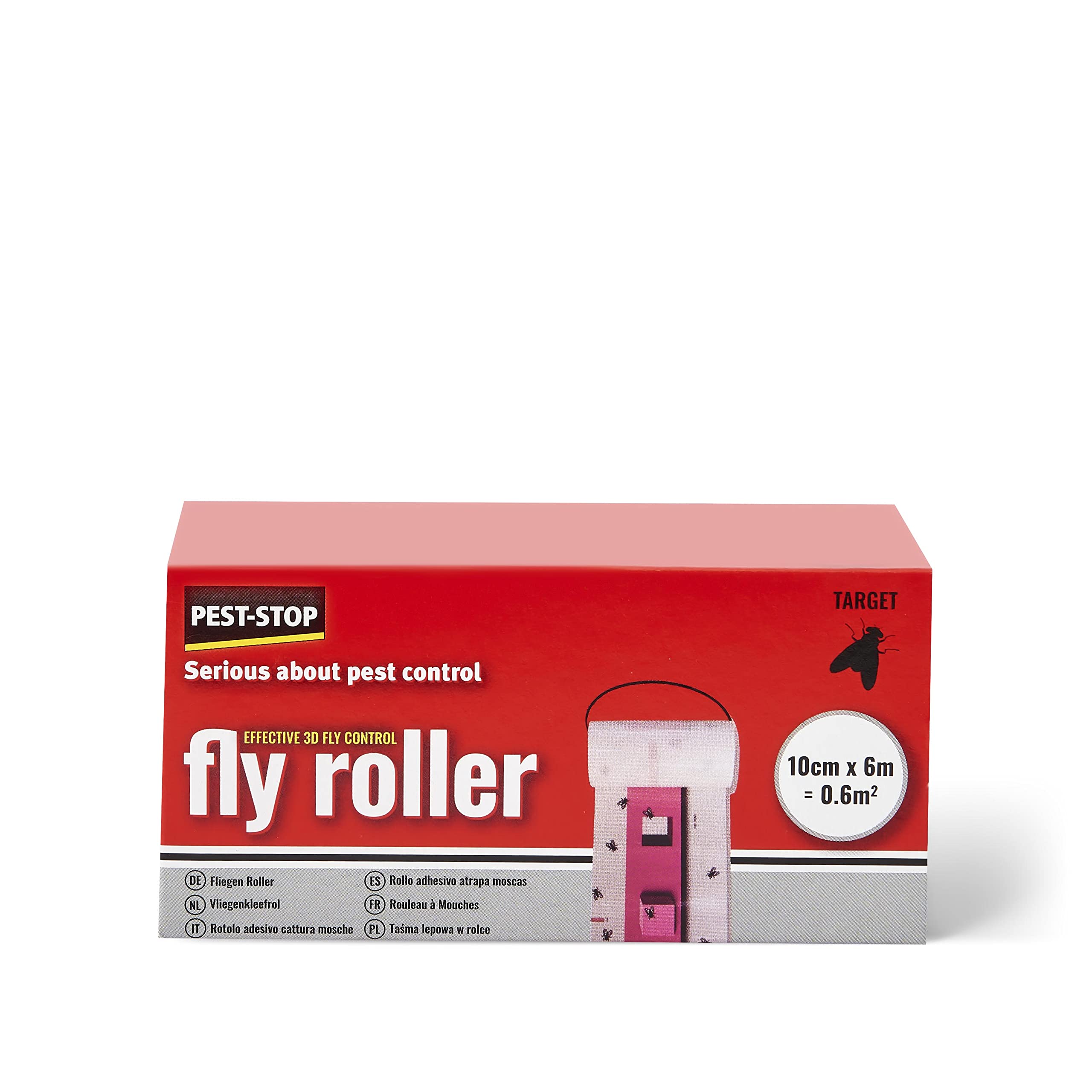 Pest-Stop Fly Roller – Indoor & Outdoor Sticky Trap for Flies, Mosquitoes & Flying Insects – Easy-to-Use Glue Tape – Lasts Up to 8 Weeks – 6 Metres