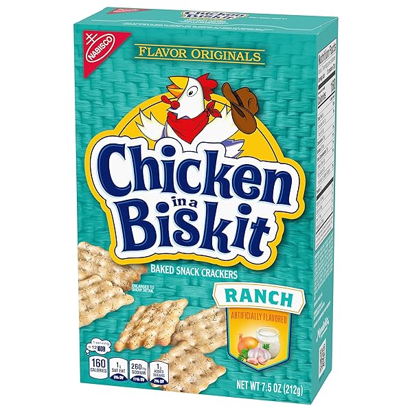 CHICKEN IN A BISKIT RANCH BAKED SNACK CRACKERS, LUNCH SNACKS, 7.5 OZ