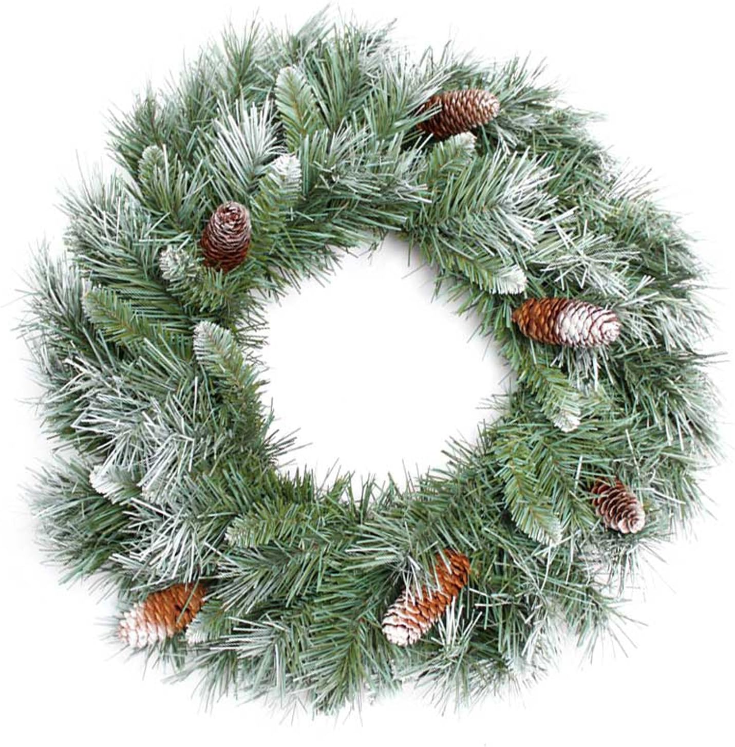Amazon Com Werchristmas Scandinavian Blue Spruce Christmas Wreath Decoration With Pine Cones 50 Cm Large Green Home Kitchen