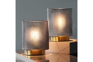 MJ PREMIER 2-Pack Glass Cordless Battery Powered Lampfor Power Outage with Timer, Decorative Small Accent Lamp for Area No Plug for Corner/Entryway/Stairway/Bathroom/Fireplace(Grey)