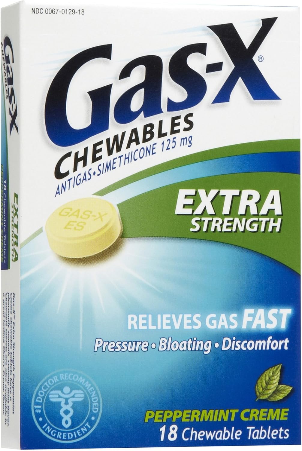 Gas-X Chewable Tablets-Peppermint Creme-18 ct.: Health & Personal Care