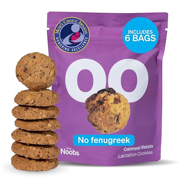 AWARD-WINNING LACTATION COOKIES FOR MILK SUPPLY INCREASE BY LOVENOOBS, LACTATION SNACKS HELP FOR BREASTFEEDING, ON-THE-GO MOM SUPPORT, BREASTFEEDING ESSENTIALS, RAISIN FLAVOR, 6X 3.5OZ