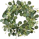 LSKYTOP Green Eucalyptus Wreaths 12'' Artificial Spring Summer Eucalyptus Leaf Wreaths with Berries for Home Farmhouse Front Door Decor