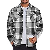 COOFANDY Men Flannel Shirt Casual Button Down Shirt Jacket Long Sleeve Plaid Shirts with Pockets