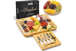 SMIRLY Charcuterie Boards & Accessories, Large Charcuterie Board Set, Bamboo Cheese Board Set, House Warming Gifts New Home (1 Drawer)