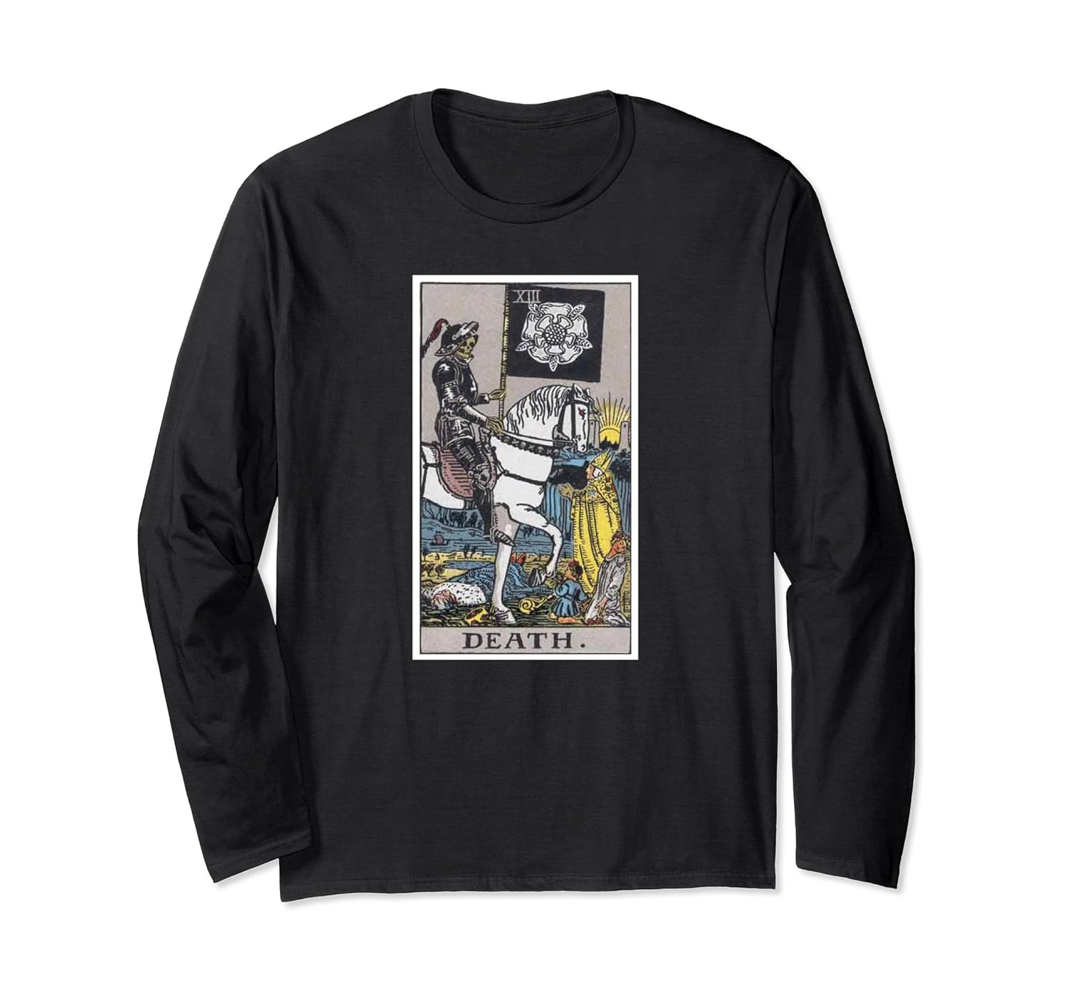 Vintage Death Tarot Card Long Sleeve T-Shirt #13-Rose